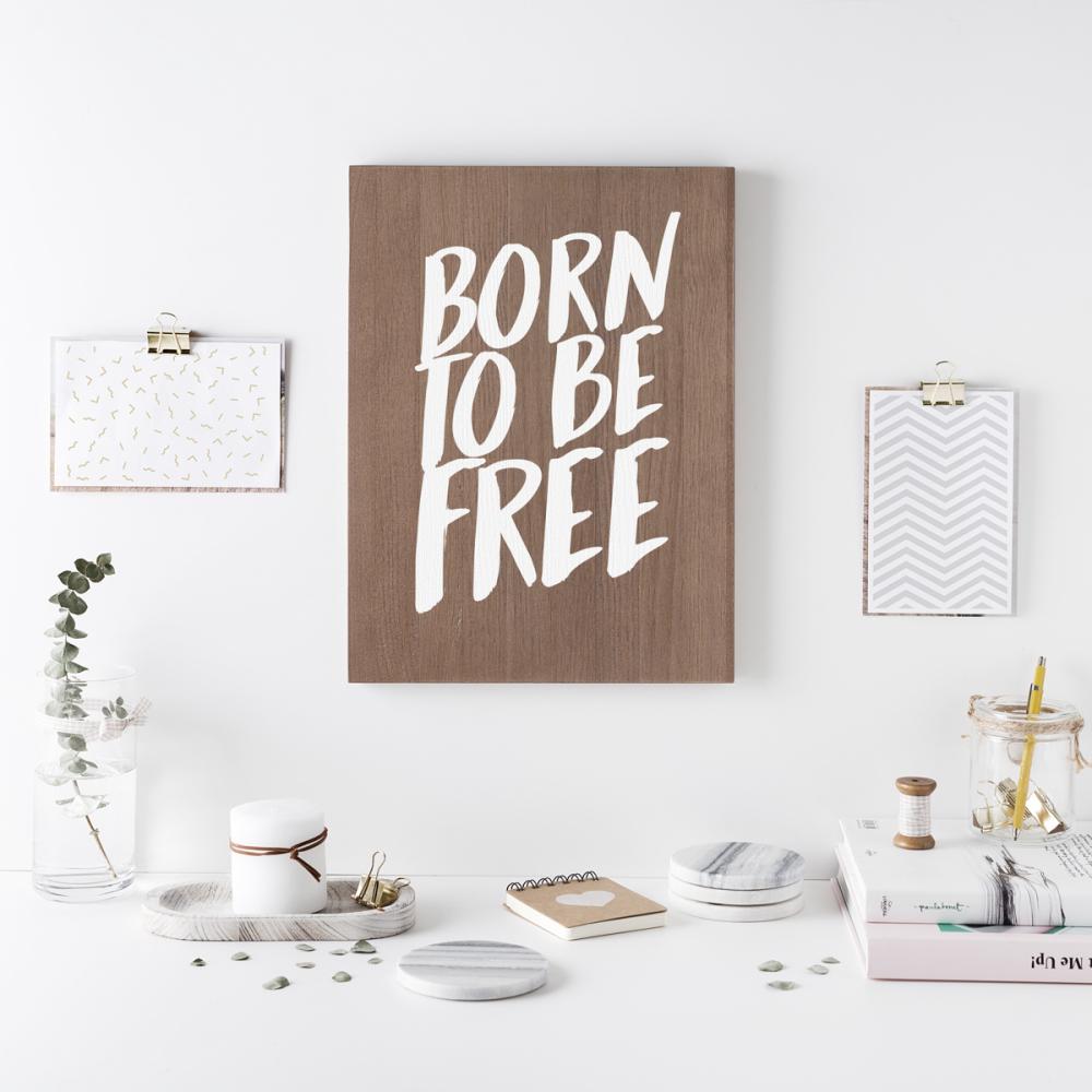 Cartell de fusta 'Born to be free' 2  - miniatura