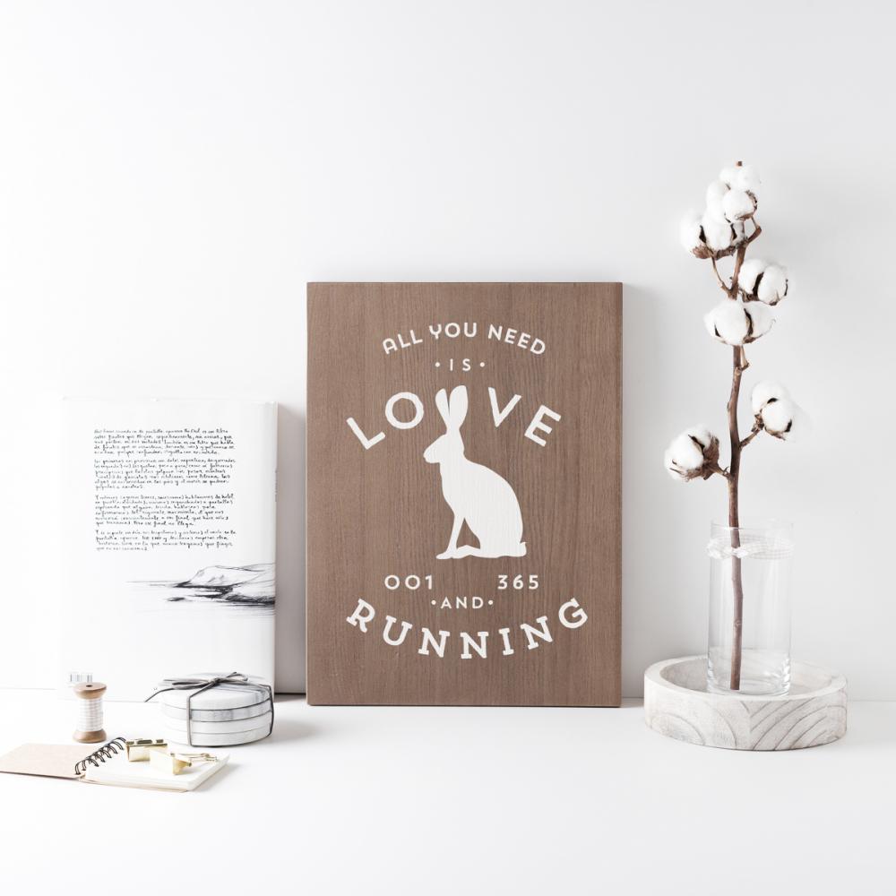 Cartell de fusta 'Love running' 1  - miniatura