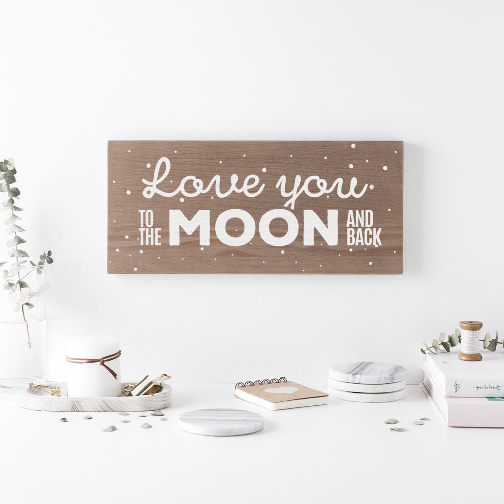 Cartel de madera 'Love you moon' 1  - miniatura