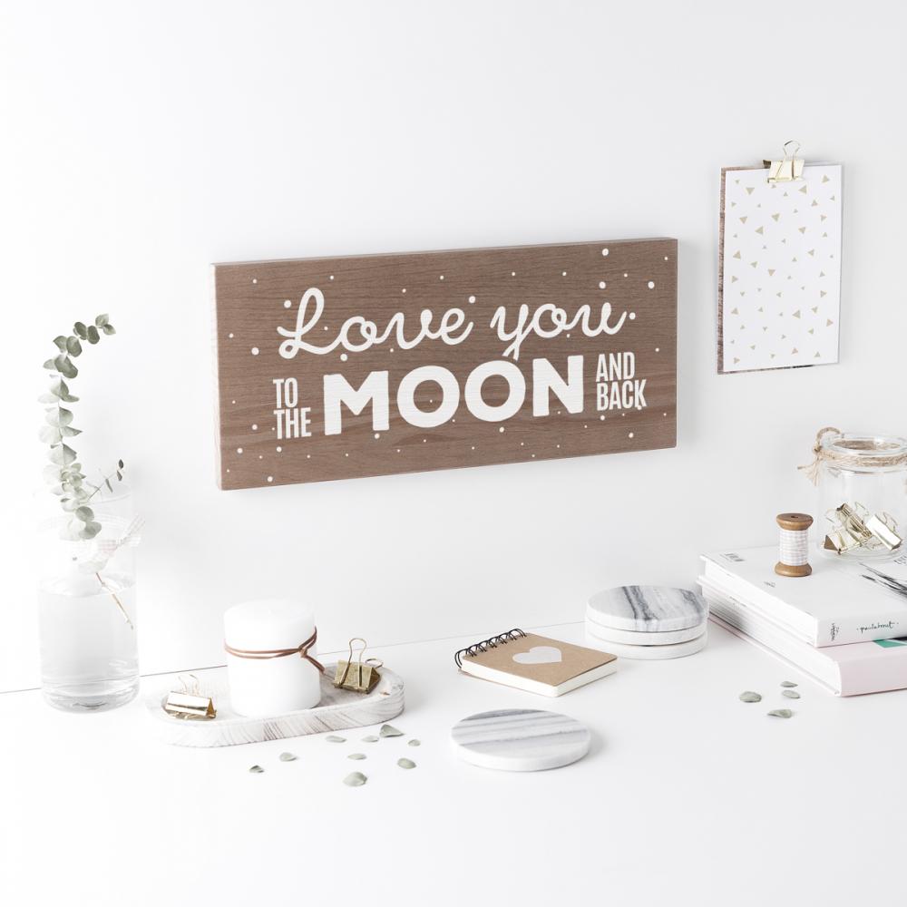 Cartel de madera 'Love you moon' 2  - miniatura