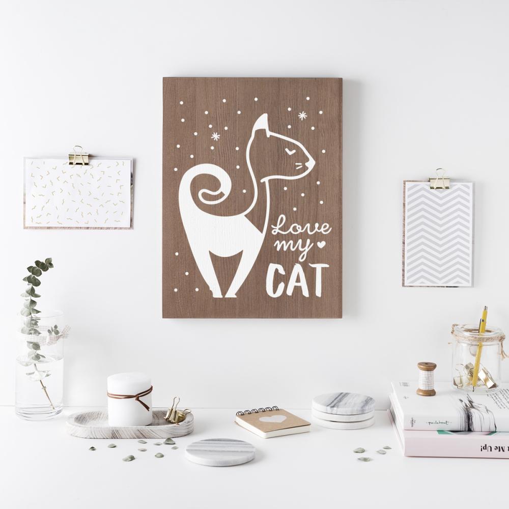 Cartell de fusta 'Love my Cat' 2  - miniatura