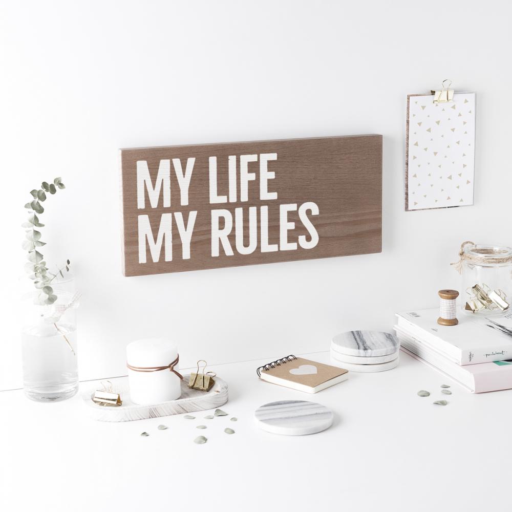 Cartell de fusta 'My rules' 2  - miniatura