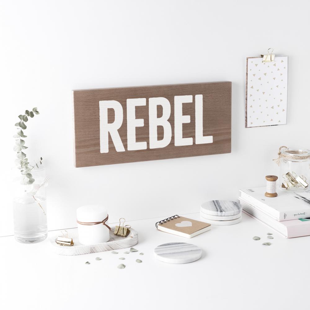 Cartell de fusta 'Rebel' 2  - miniatura