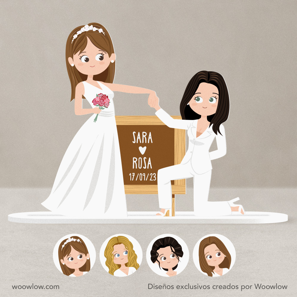 Figura novias tarta boda con pedida de mano
