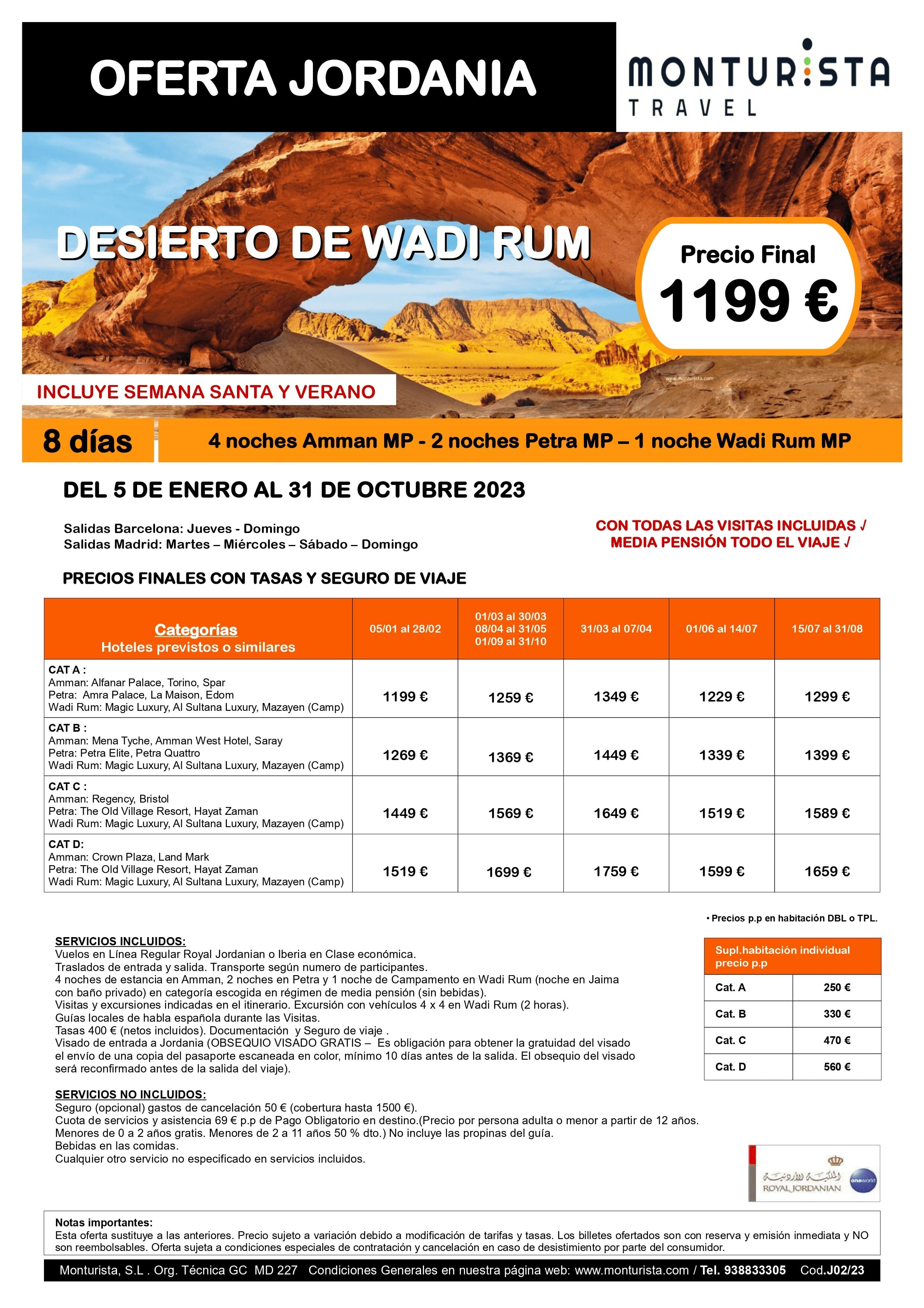 OFERTA JORDANIA- DESIERTO DE WADI RUM