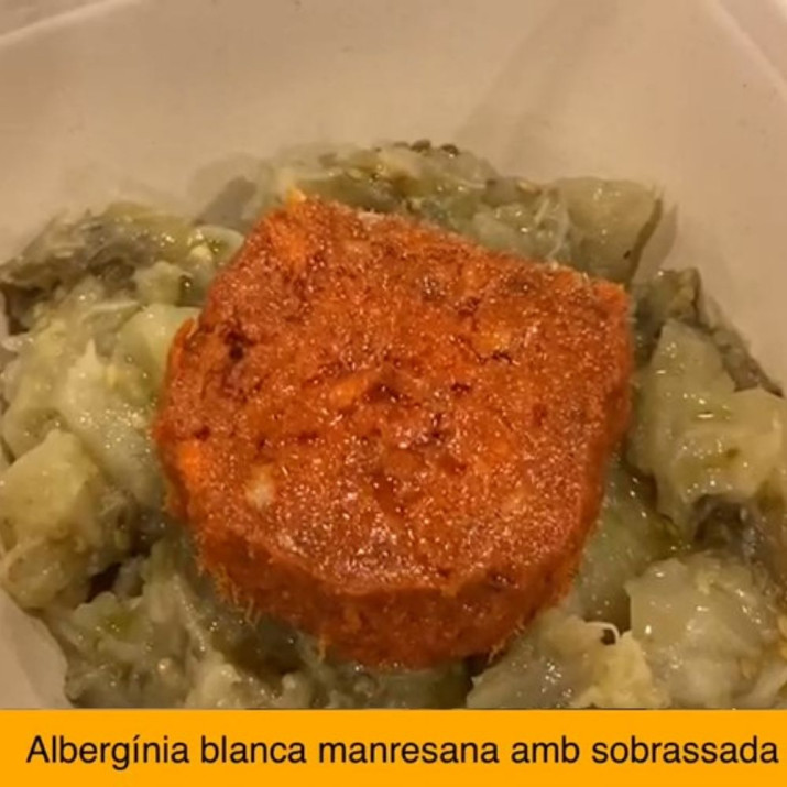Berenjena blanca manresana con sobrasada de Sagàs