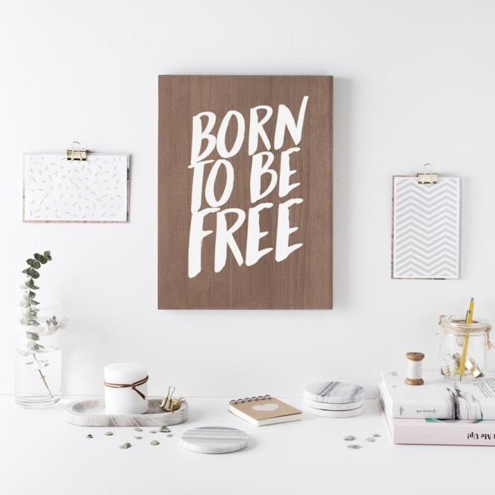 Cartel de madera 'Born to be free' 2 