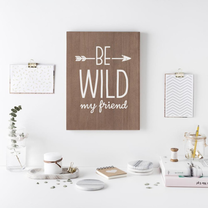 Cartel de madera 'Be wild' 2 