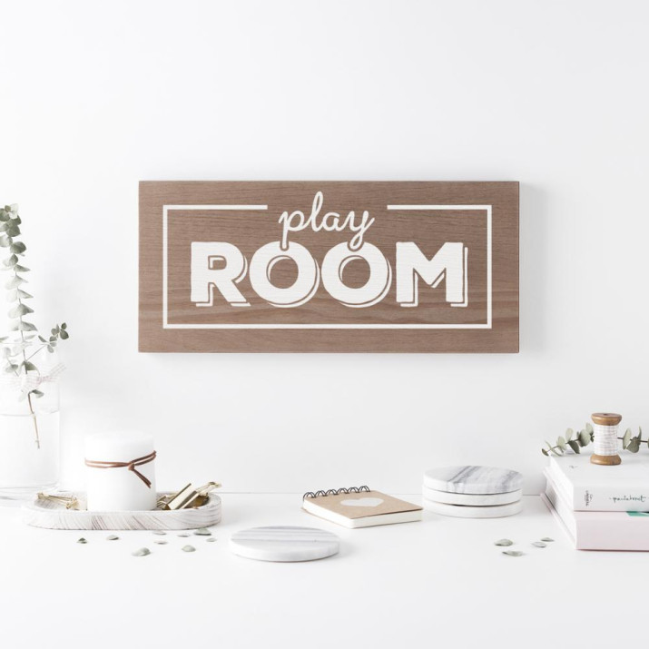Cartel de madera 'Play room' 1 
