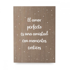 Cartel de madera 'El amor perfecto'