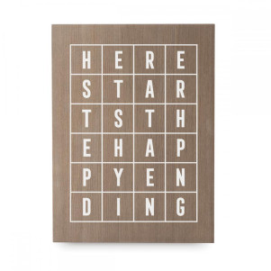 Cartel de madera 'Grid Happy ending'