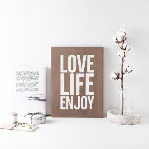 Cartel de madera 'Love Life Enjoy'
