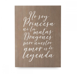 Cartel de madera 'Princesas y dragones'