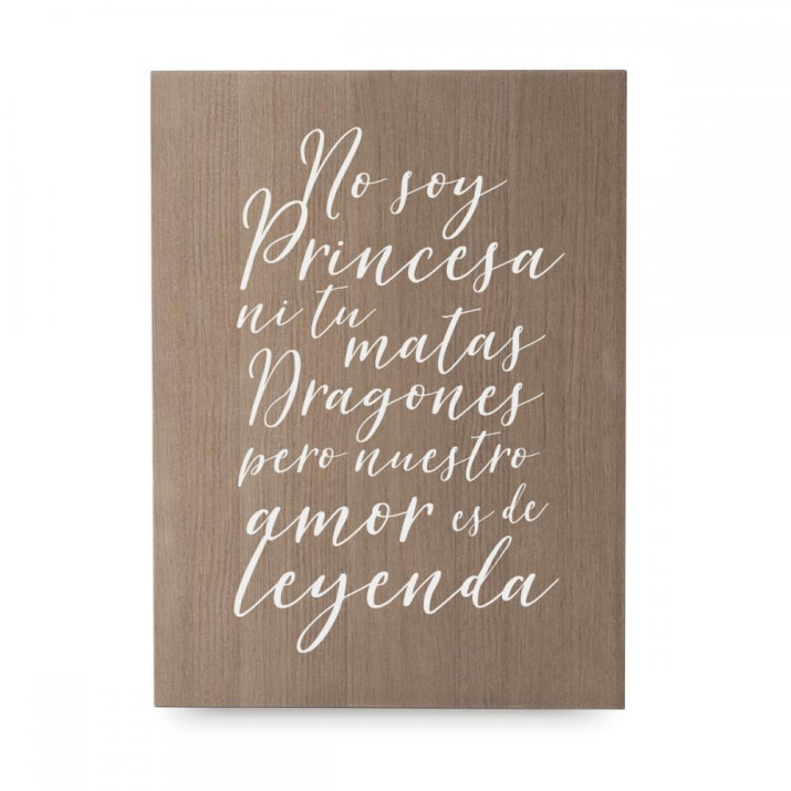 Cartel de madera 'Princesas y dragones'