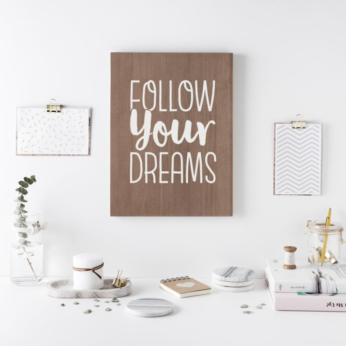 Cartell de fusta 'Follow your dreams' 2 