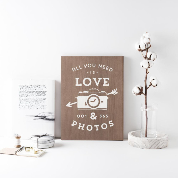 Cartell de fusta 'Love photos' 1 
