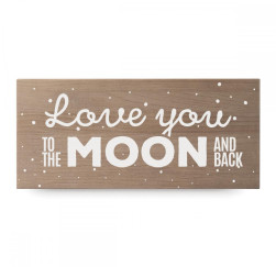 Cartel de madera 'Love you moon'